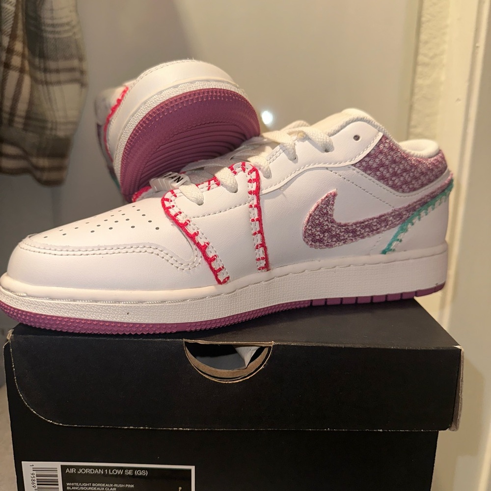 Nike Air Jordan Kids' White and Pink Sneakers